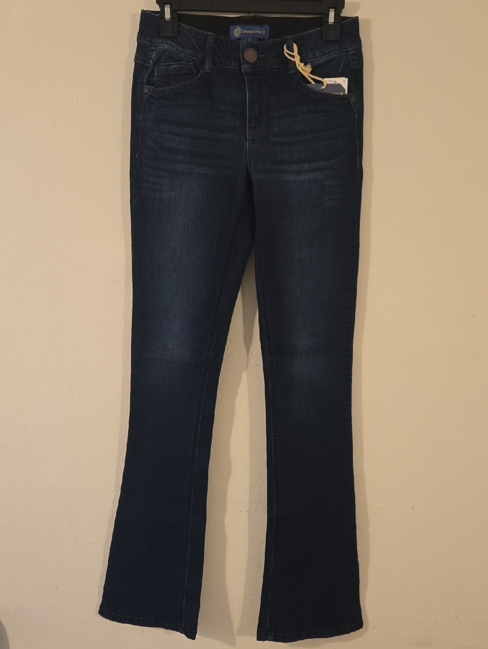 Democracy Dark Blue Flare Jeans Itty Bitty Booy Mold Hold Size 2